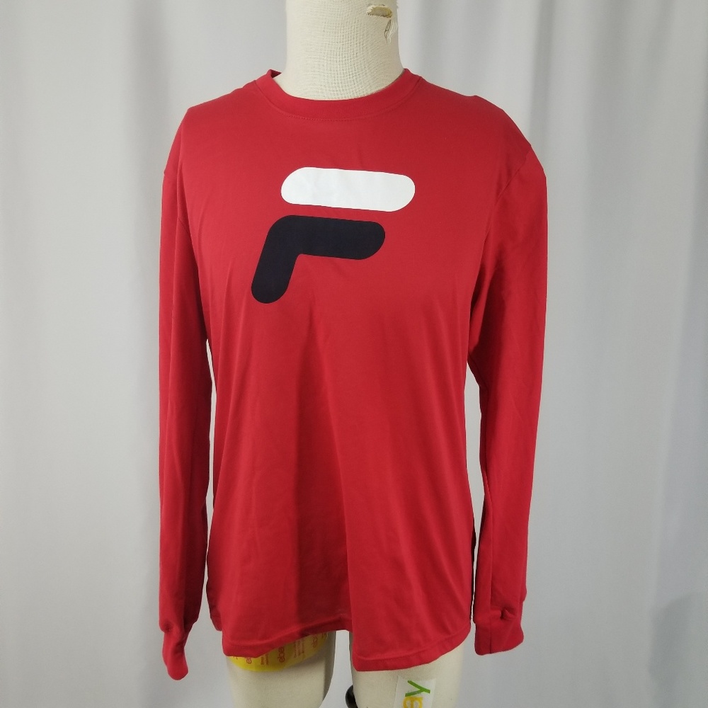 FILA Marzio Red Long Sleeve Knit Top Shirt NWT